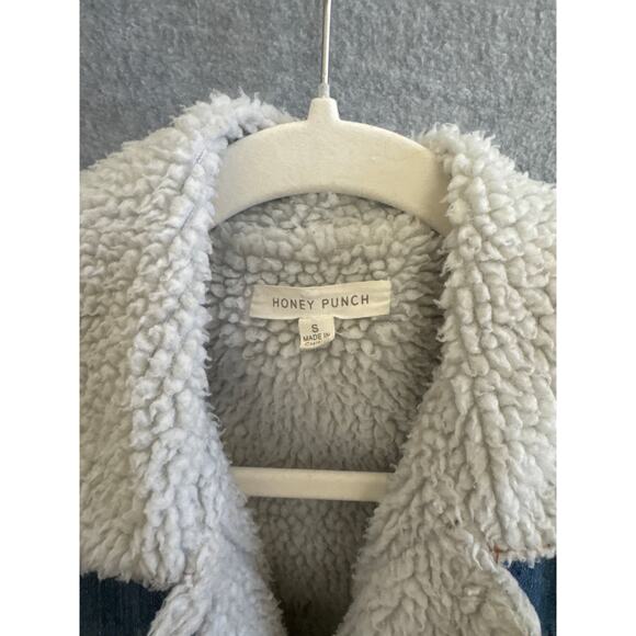 Honey Punch Sherpa Lined Denim Jacket Women’s Small - Picture 2 of 9